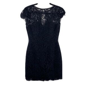 Nicholas Black Lace Cocktail Mini Dress Homecoming Sweetheart Neckline Short